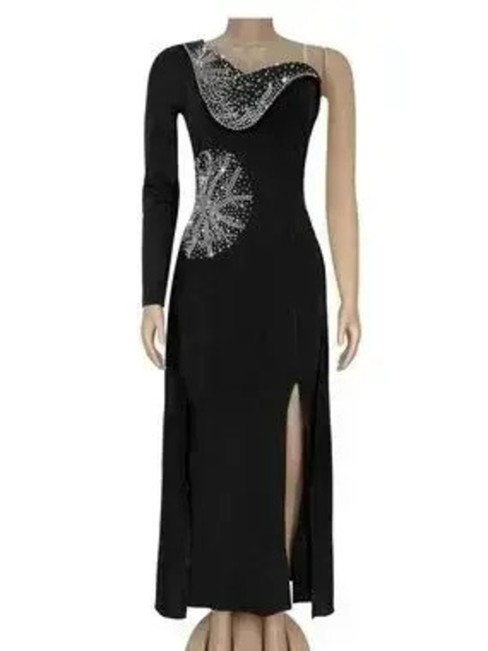 Slit Rhinestone One Shoulder Maxi Dress - Picture 4 of 7